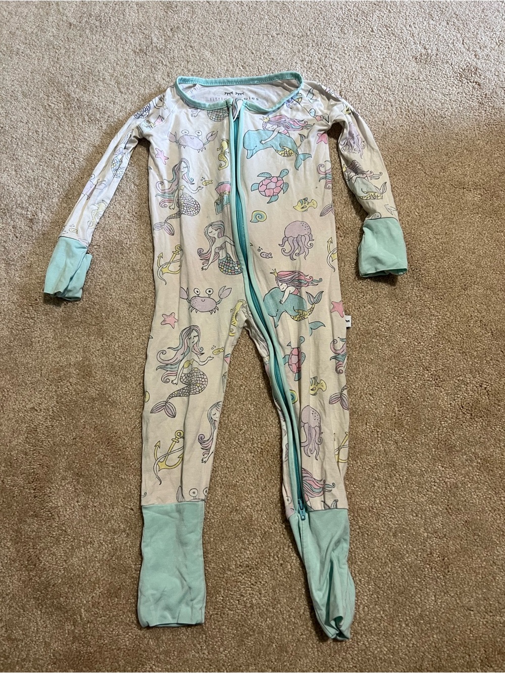 Little Sleepies OG Mermaid Zippie Bamboo Pajamas size 6-12 months